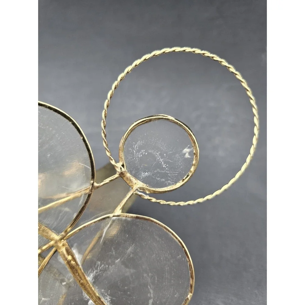 Capiz Shell Angel Tea Light Candle Holder Set Of 3 Gold Tone Wire Harp Book